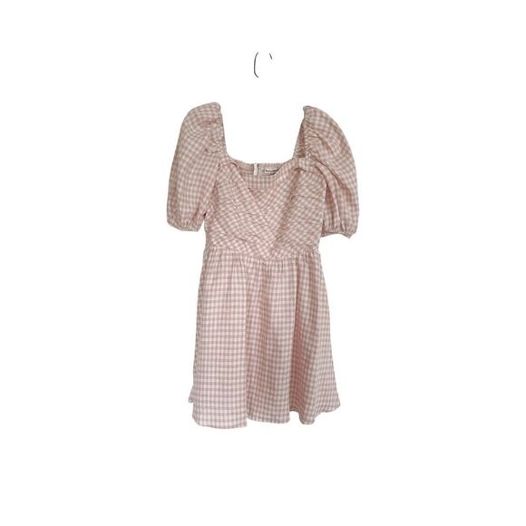 Reformation Zula Linen Dress pink check size US10 - Picture 5 of 11
